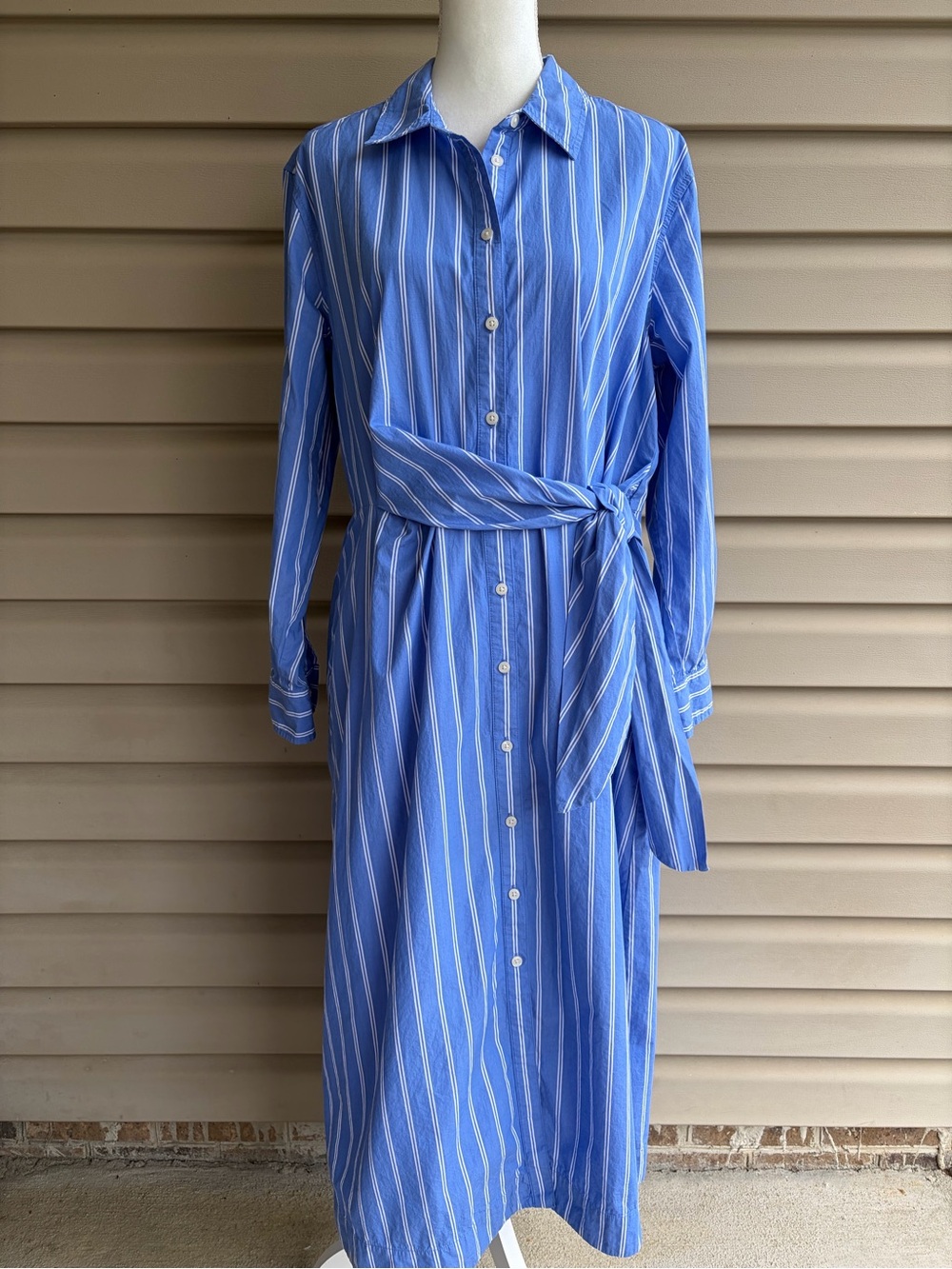•Universal Thread• Blue and White Striped Midi Shirt Dress - Size XL